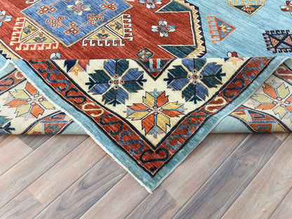Blue 9'0" x 11'8" Tribal & Geometric Hand knotted Wool Rug - Sku: O085034