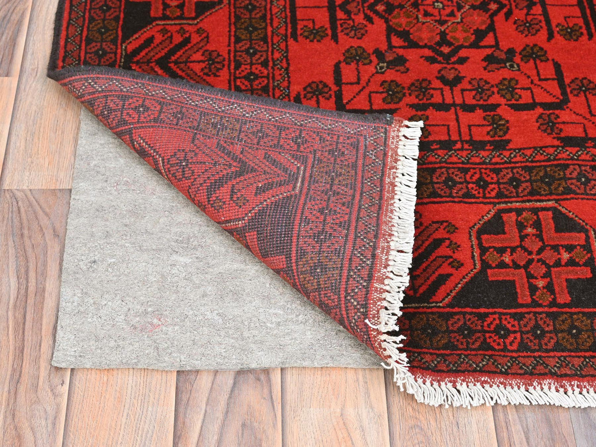 Tribal & Geometric hand-knotted wool rug in Red, 4'2" x 6'5" — SKU O085108 (view 3)