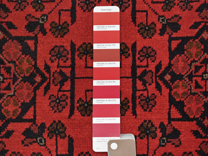 Tribal & Geometric hand-knotted wool rug in Red, 4'2" x 6'5" — SKU O085108 (view 4)