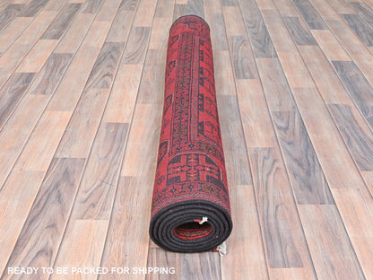 Tribal & Geometric hand-knotted wool rug in Red, 4'2" x 6'5" — SKU O085108 (view 5)