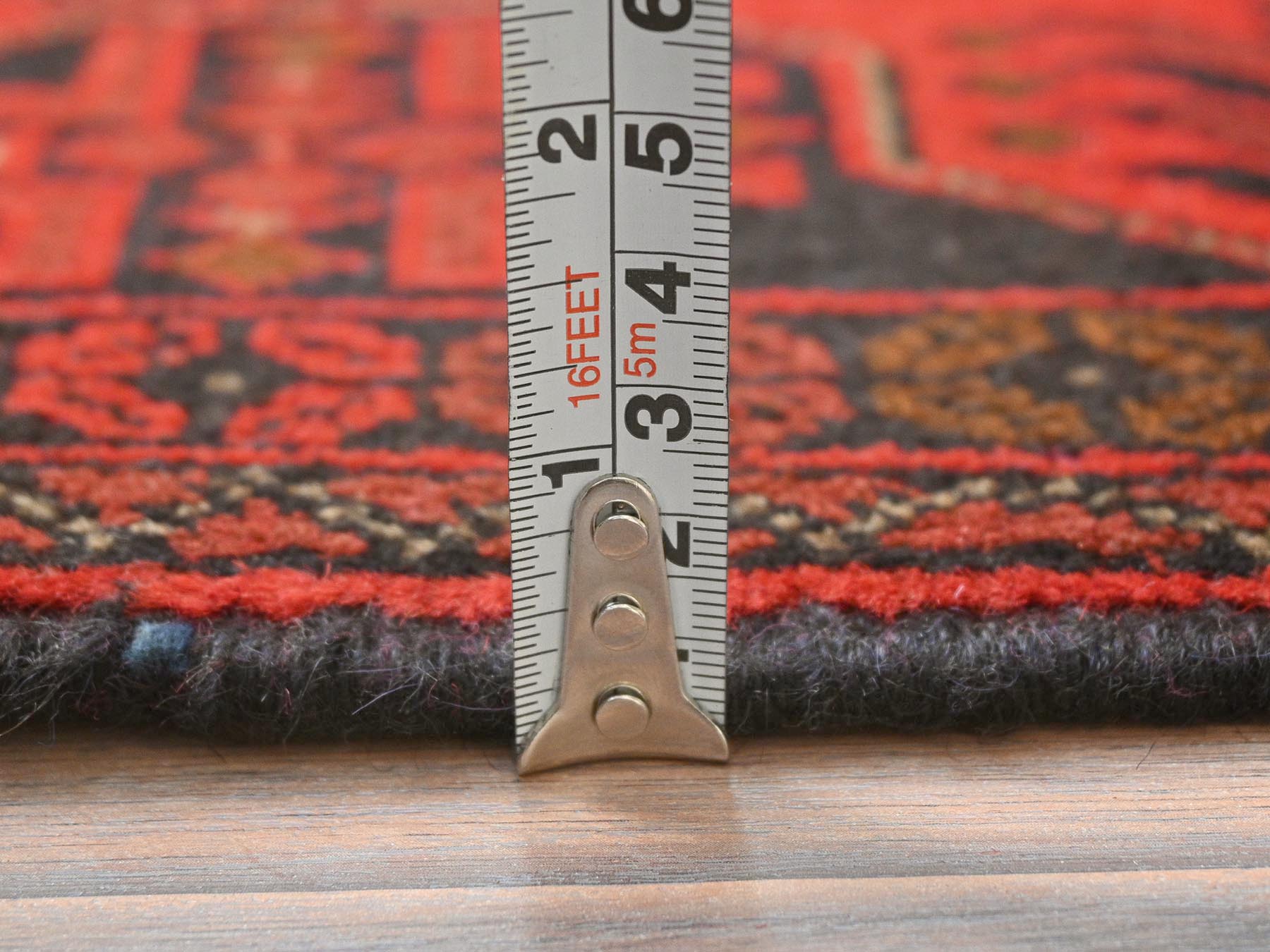 Tribal & Geometric hand-knotted wool rug in Red, 4'2" x 6'5" — SKU O085108 (view 6)