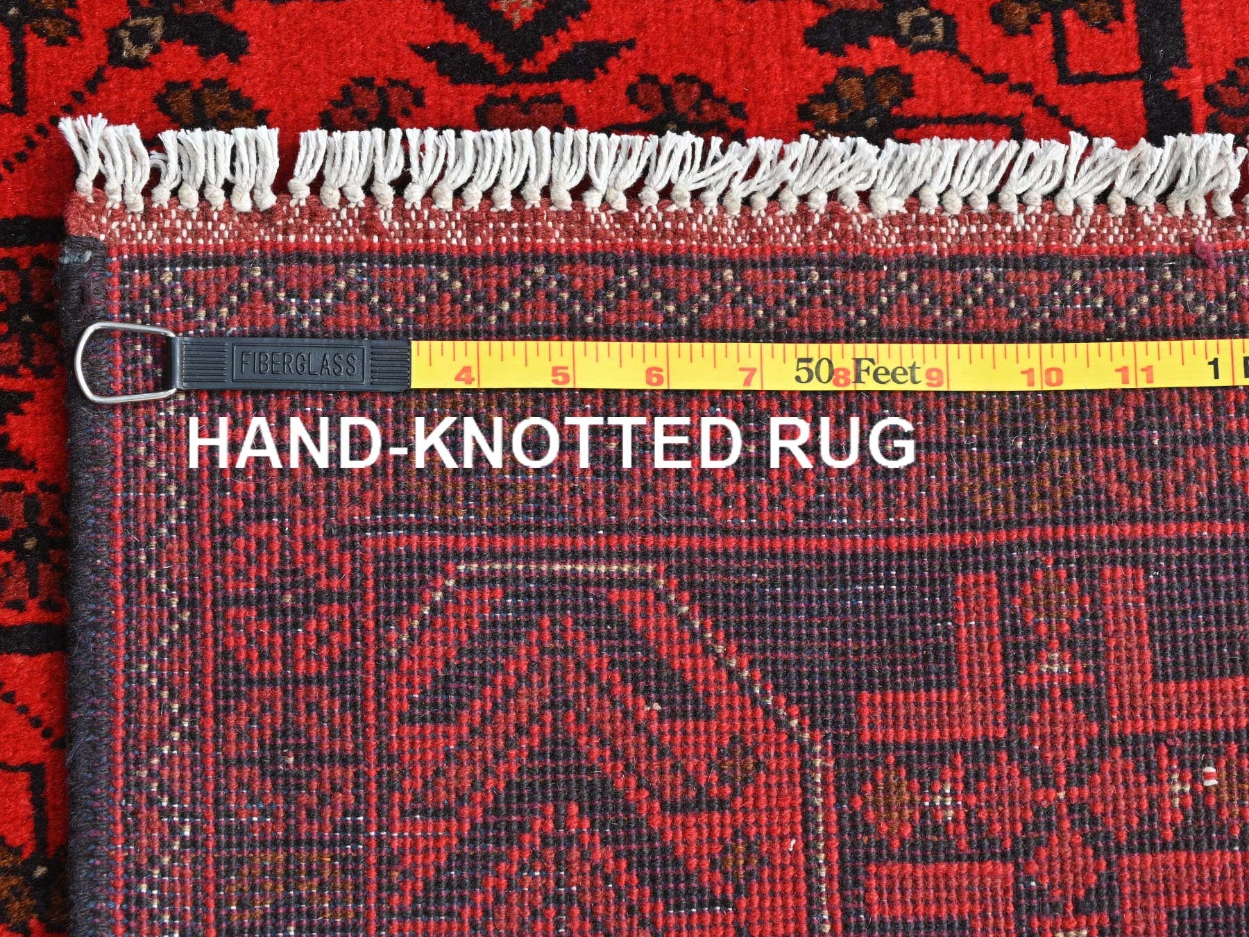 Tribal & Geometric hand-knotted wool rug in Red, 4'2" x 6'5" — SKU O085108 (view 7)
