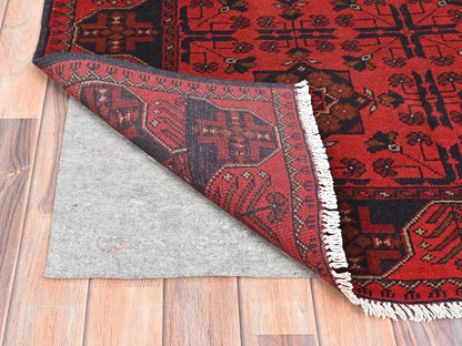 Tribal & Geometric hand-knotted wool rug in Red, 4'1" x 6'3" — SKU O085110 (view 3)
