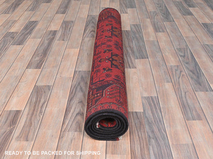 Tribal & Geometric hand-knotted wool rug in Red, 4'1" x 6'3" — SKU O085110 (view 5)