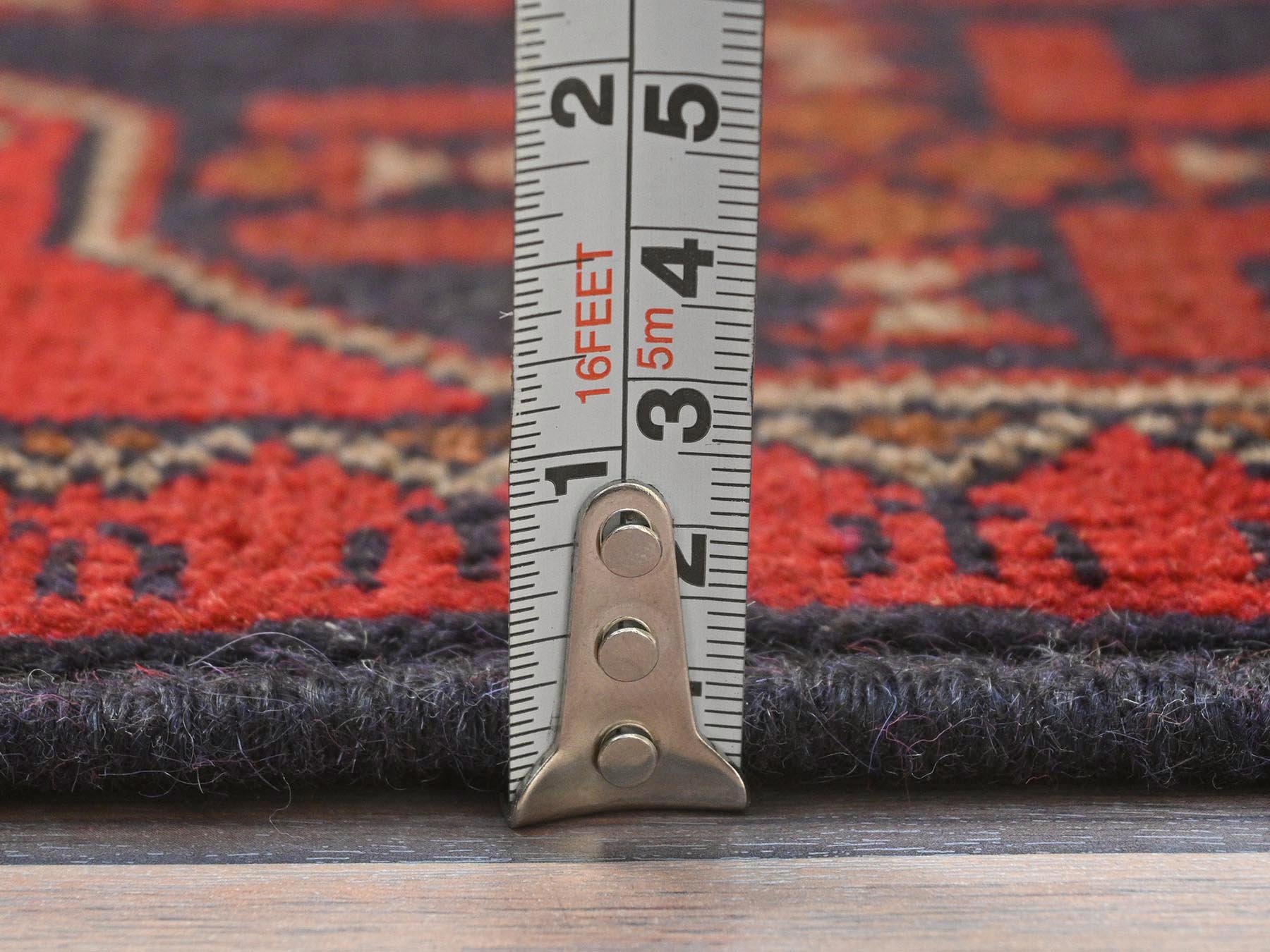 Tribal & Geometric hand-knotted wool rug in Red, 4'1" x 6'3" — SKU O085110 (view 6)