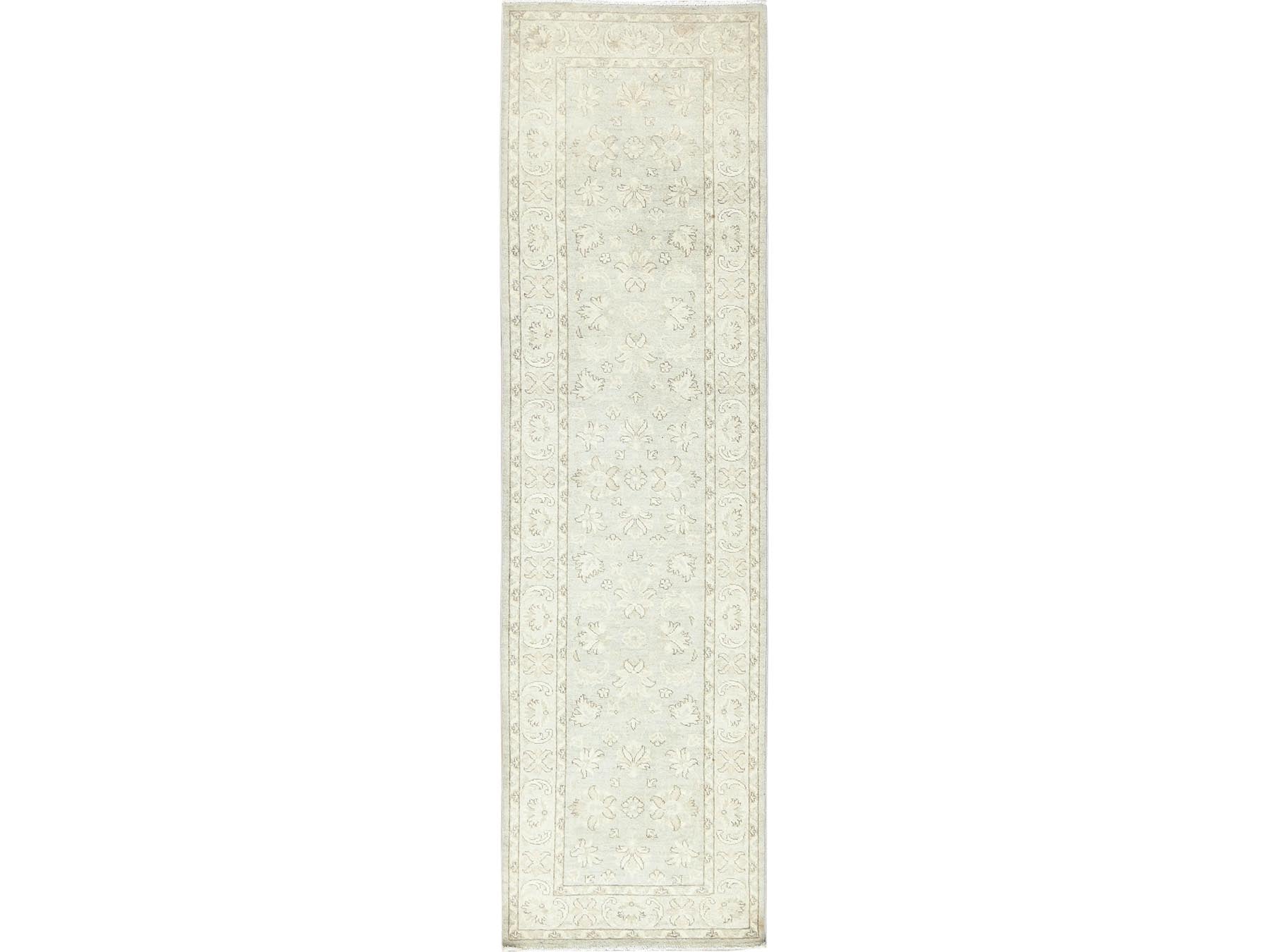 Ivory 2'9" x 9'7" Oushak / Peshawar Hand knotted Wool Rug - Sku: O085213