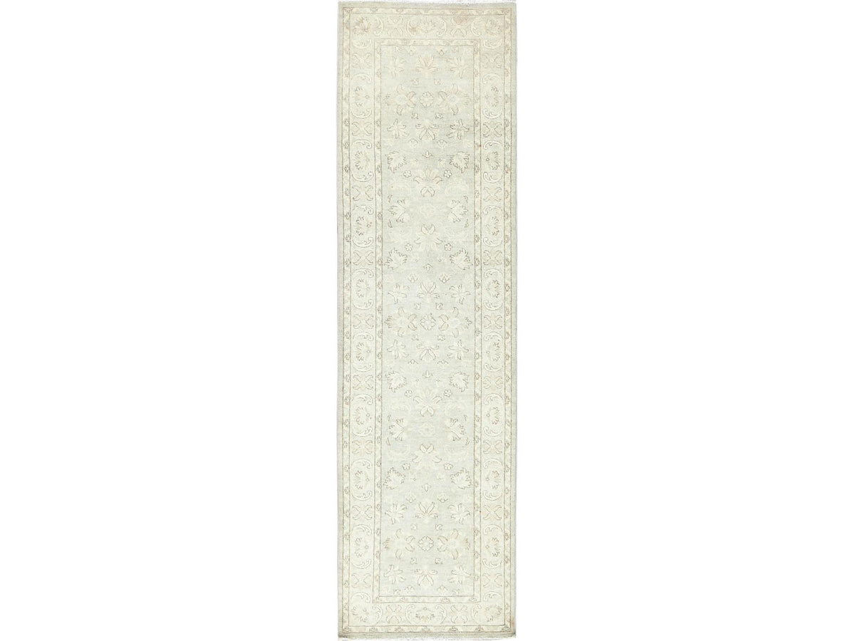 Peshawar Oushak hand-knotted wool runner in Ivory, 2'9" x 9'7" — SKU O085213