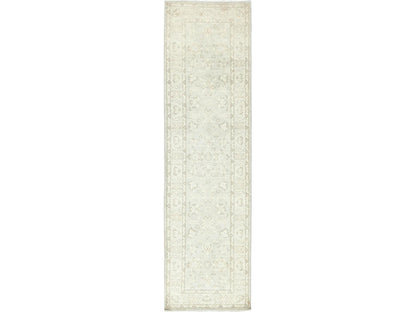 Peshawar Oushak hand-knotted wool runner in Ivory, 2'9" x 9'7" — SKU O085213