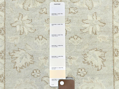 Ivory 2'9" x 9'7" Oushak And Peshawar Hand knotted Wool Rug - Sku: O085213