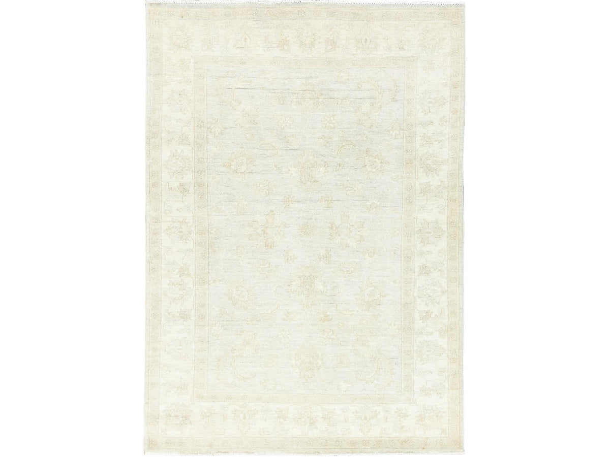Peshawar Oushak hand-knotted wool rug in Ivory, 4' x 5'10" — SKU O085216