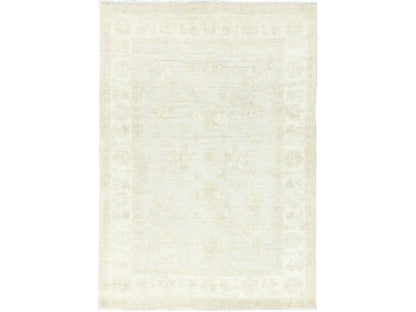 Peshawar Oushak hand-knotted wool rug in Ivory, 4' x 5'10" — SKU O085216