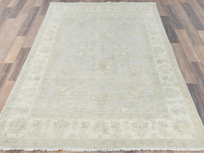 Ivory 4'0" x 5'10" Oushak And Peshawar Hand knotted Wool Rug - Sku: O085216