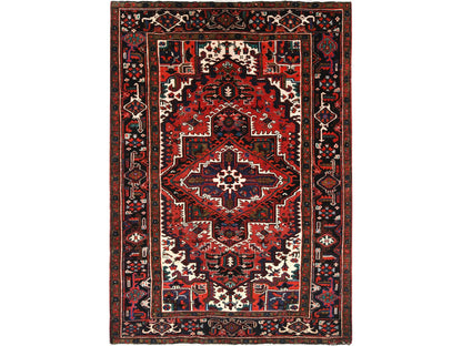 Heriz Heriz hand-knotted wool rug in Red & Midnight Blue, 6'8" x 9'3" — SKU O085237