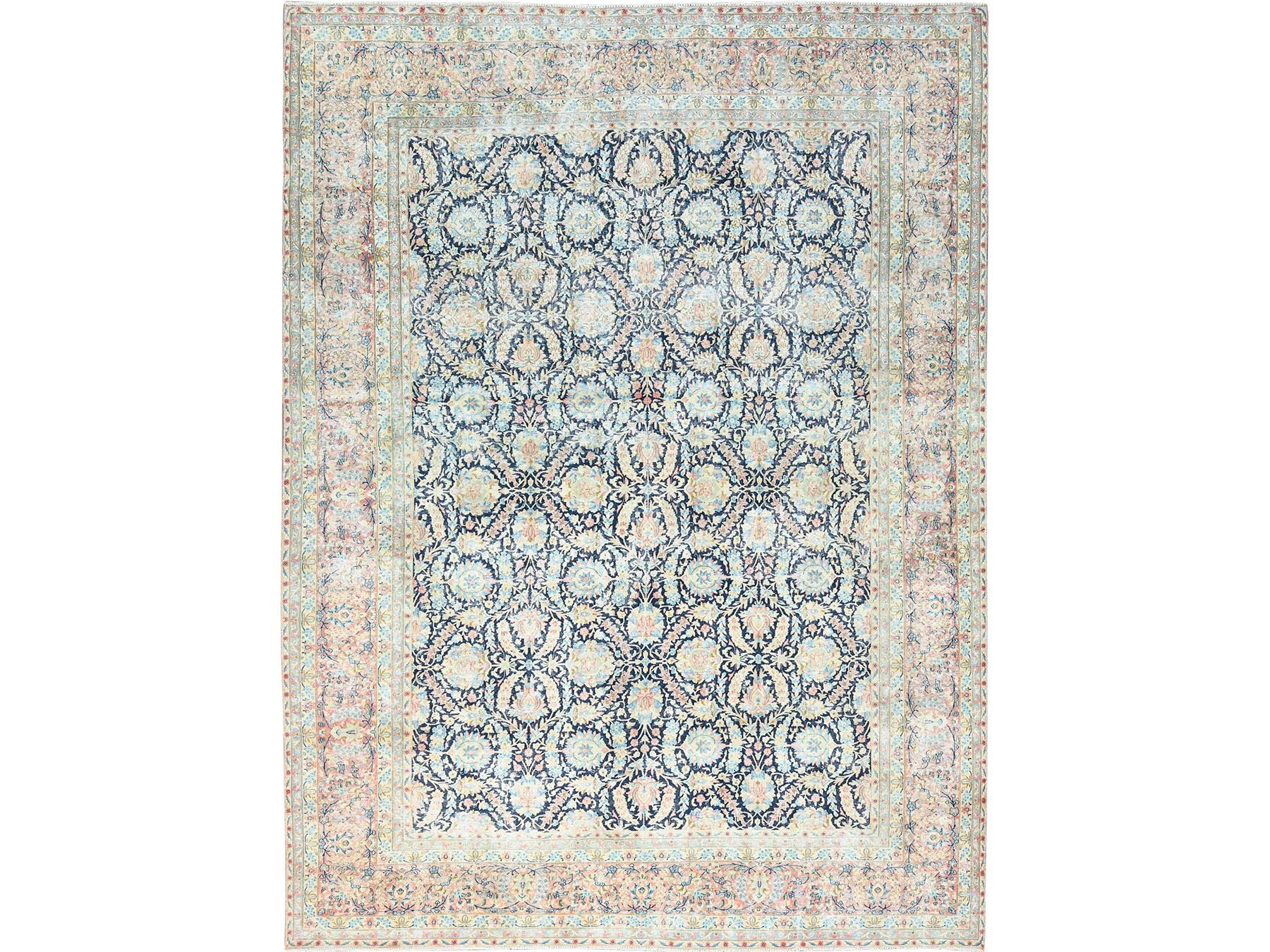Kerman Vintage hand-knotted wool rug in Blue & Red, 11'7" x 15'9" — SKU O085272