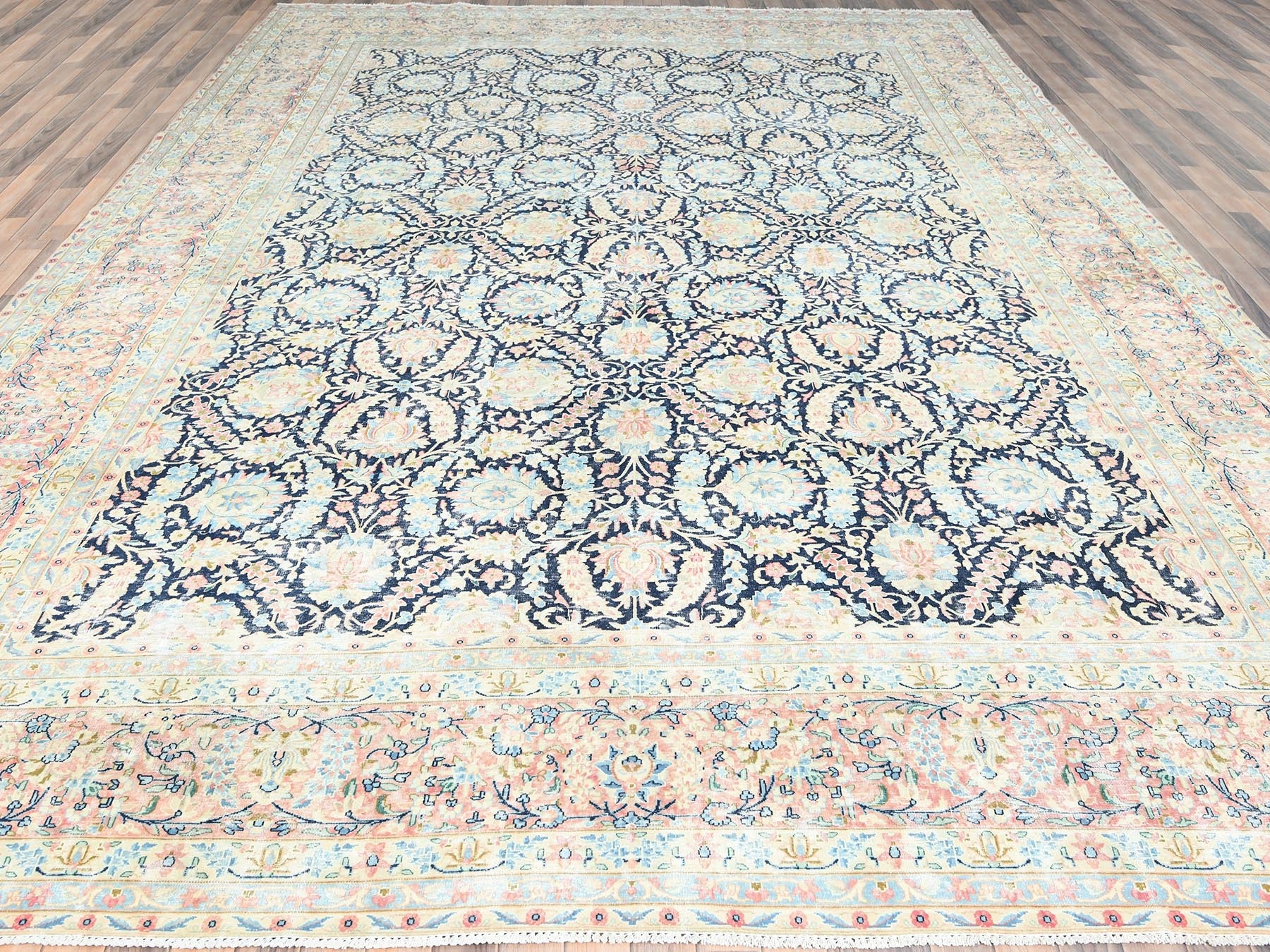 Kerman Vintage hand-knotted wool rug in Blue & Red, 11'7" x 15'9" — SKU O085272 (view 2)