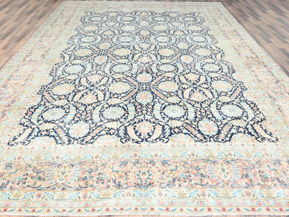 Kerman Vintage hand-knotted wool rug in Blue & Red, 11'7" x 15'9" — SKU O085272 (view 2)
