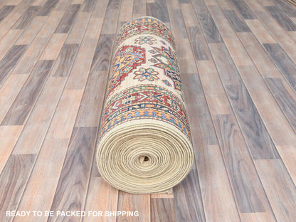 Kazak Kazak hand-knotted wool runner in Ivory & Red, 2'9" x 35'8" — SKU O085291 (view 5)