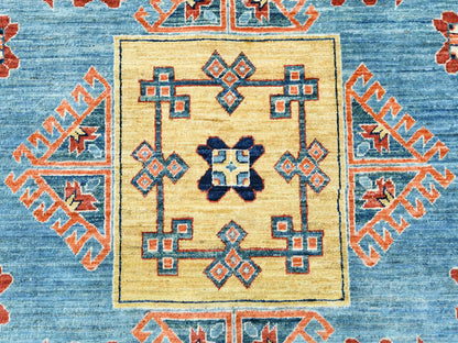 Tribal & Geometric hand-knotted wool rug in Red & Blue, 9' x 12'2" — SKU O085299 (view 8)