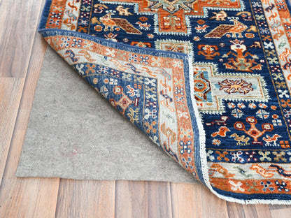 Blue 2'1" x 5'10" Tribal & Geometric Hand knotted Wool Rug - Sku: O085306
