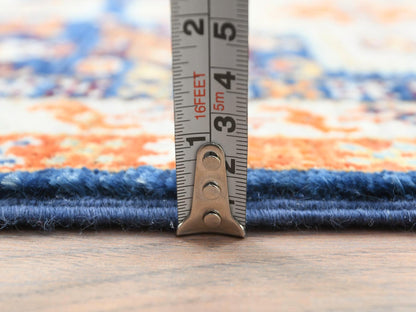 Blue 2'1" x 5'10" Tribal & Geometric Hand knotted Wool Rug - Sku: O085306