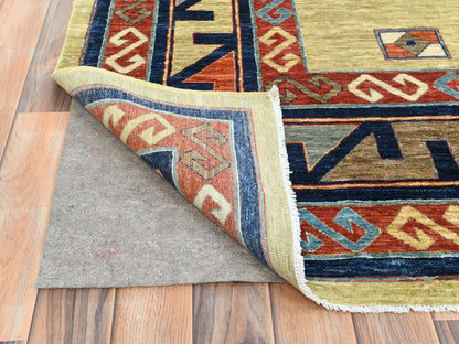 Tribal & Geometric hand-knotted wool rug in Green & Red, 9' x 11'7" — SKU O085309 (view 4)