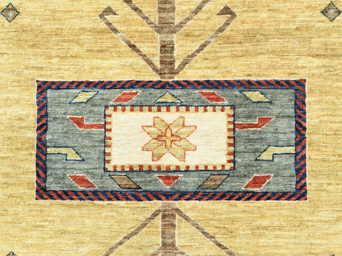Tribal & Geometric hand-knotted wool rug in Green & Red, 9' x 11'7" — SKU O085309 (view 8)