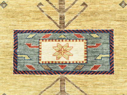 Tribal & Geometric hand-knotted wool rug in Green & Red, 9' x 11'7" — SKU O085309 (view 8)