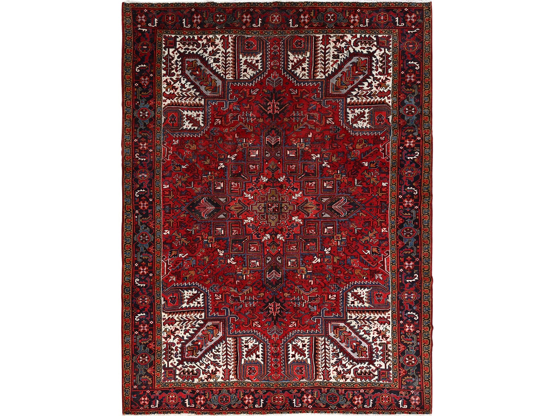 Heriz Heriz hand-knotted wool rug in Red & Blue, 8' x 10'8" — SKU O085313