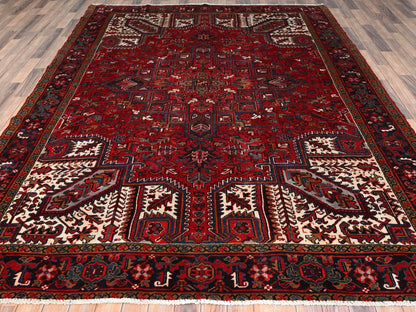 Red 8'0" x 10'8" Traditional Hand knotted Wool Rug - Sku: O085313