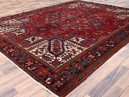 Red 8'0" x 10'8" Traditional Hand knotted Wool Rug - Sku: O085313