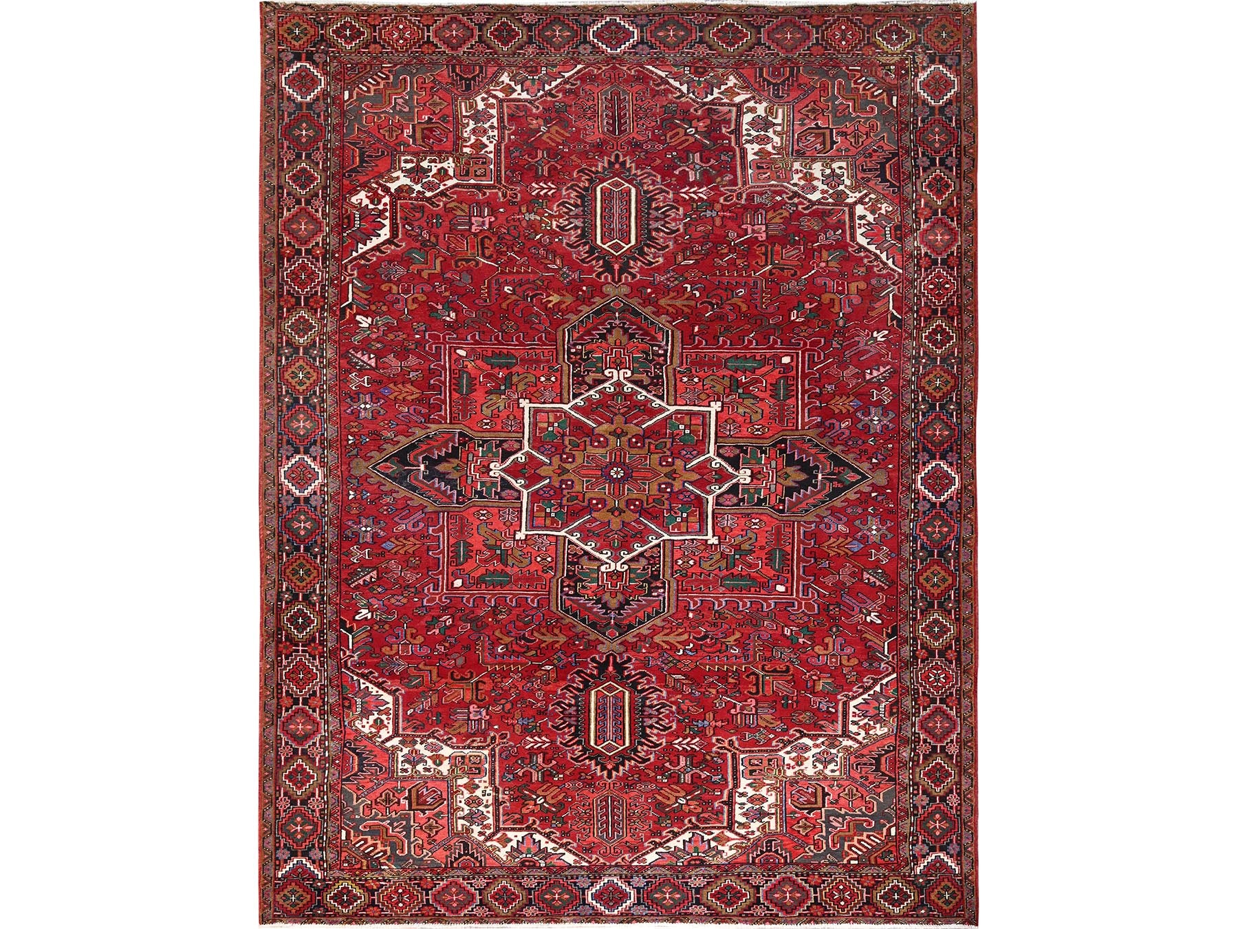 Heriz Heriz hand-knotted wool rug in Red & Black, 10'1" x 12'9" — SKU O085382