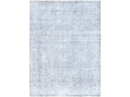 Grey 6'6" x 9'0" Vintage Hand knotted Wool Rug - Sku: O085396