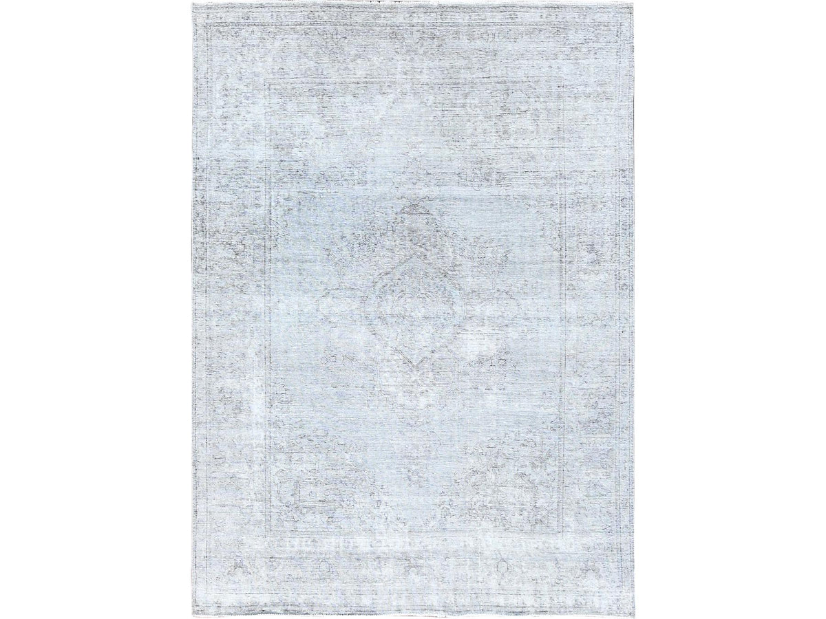 Tabriz Vintage hand-knotted wool rug in Gray, 6'6" x 9'6" — SKU O085402