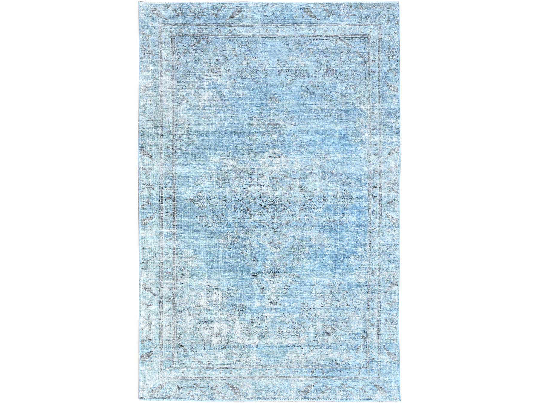 Tabriz Vintage hand-knotted wool rug in Blue, 5'5" x 8'10" — SKU O085405