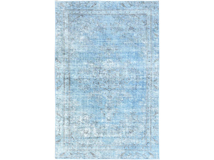 Blue 5'5" x 8'10" Vintage Hand knotted Wool Rug - Sku: O085405