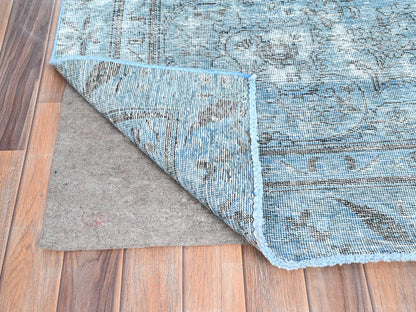Blue 5'5" x 8'10" Vintage Hand knotted Wool Rug - Sku: O085405