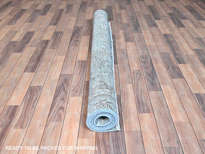 Blue 5'5" x 8'10" Vintage Hand knotted Wool Rug - Sku: O085405