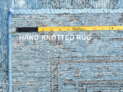 Blue 5'5" x 8'10" Vintage Hand knotted Wool Rug - Sku: O085405