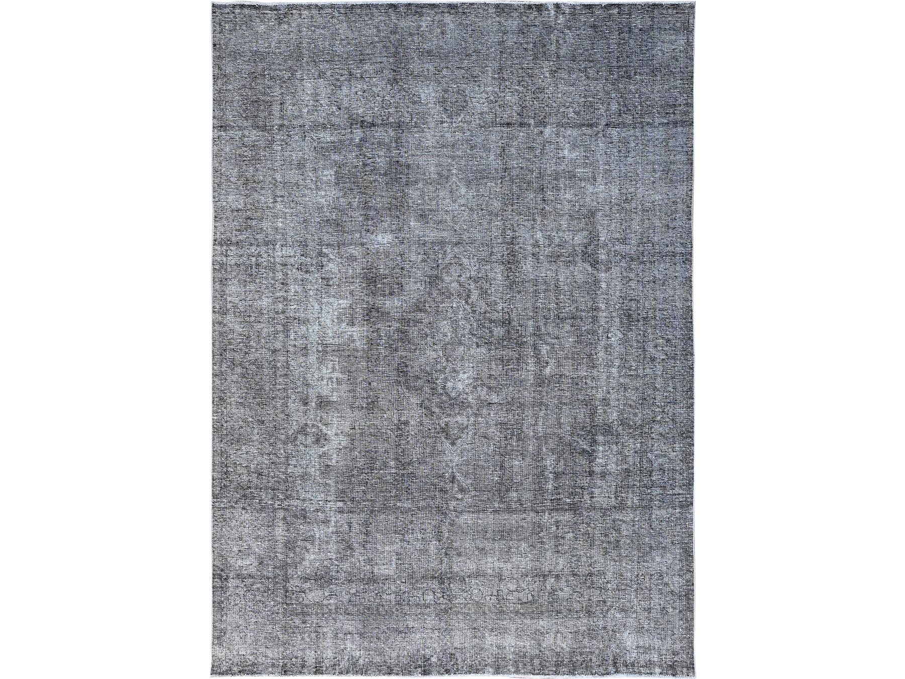 Tabriz Vintage hand-knotted wool rug in Gray & Dark Gray, 9'4" x 12'10" — SKU O085406