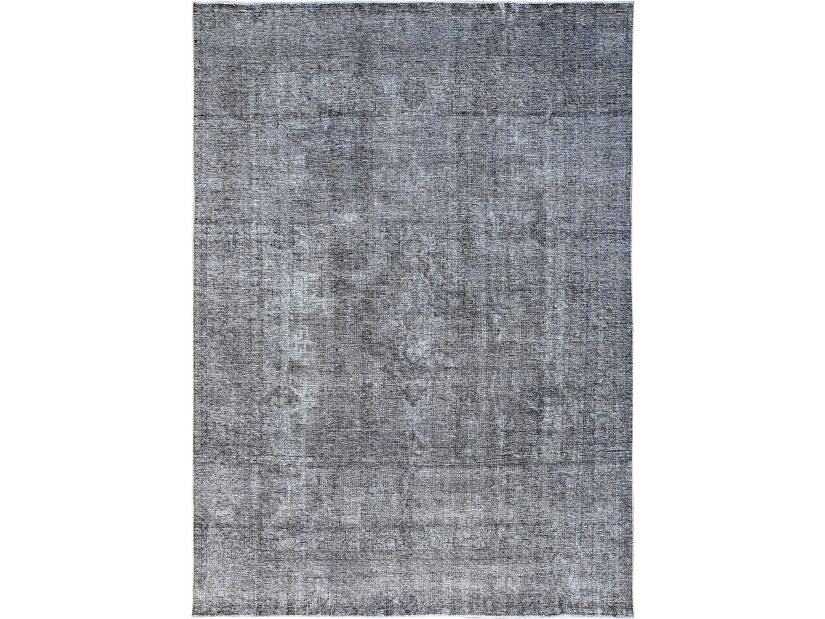 Tabriz Vintage hand-knotted wool rug in Gray & Dark Gray, 9'4" x 12'10" — SKU O085406
