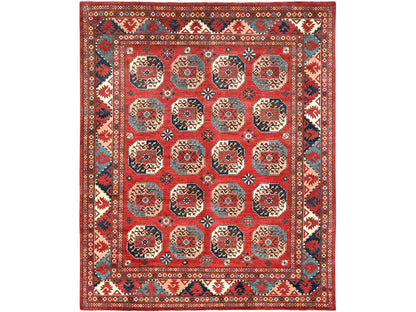 Red 8'2" x 9'10" Tribal Hand knotted Wool Rug - Sku: O085416