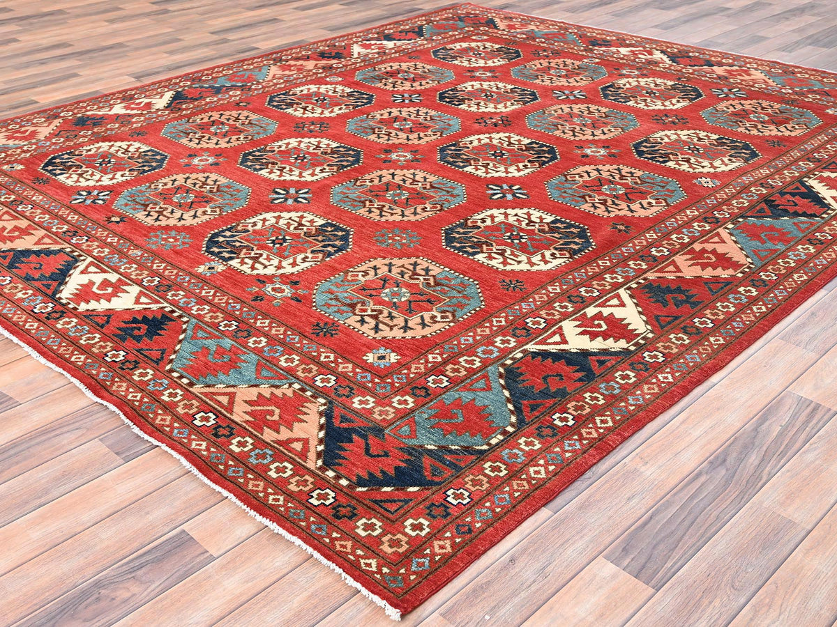 Kazak Tribal & Geometric hand-knotted wool rug in Red, 8'2" x 9'10" — SKU O085416 (view 3)