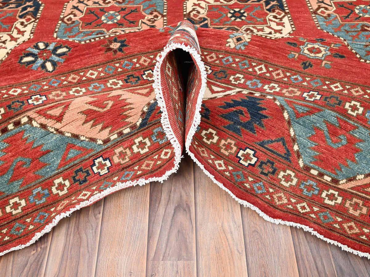 Kazak Tribal & Geometric hand-knotted wool rug in Red, 8'2" x 9'10" — SKU O085416 (view 5)