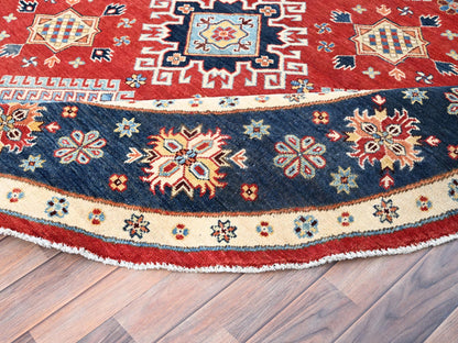 Kazak Kazak hand-knotted wool rug in Red & Blue, 7'9" x 7'10" — SKU O085417 (view 4)