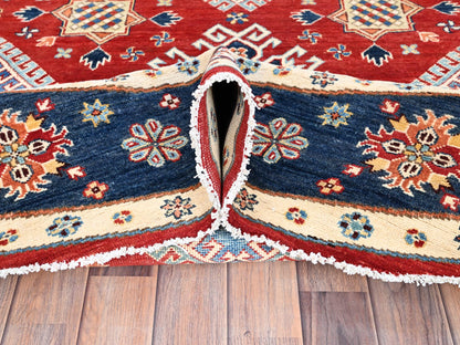 Kazak Kazak hand-knotted wool rug in Red & Blue, 7'9" x 7'10" — SKU O085417 (view 5)