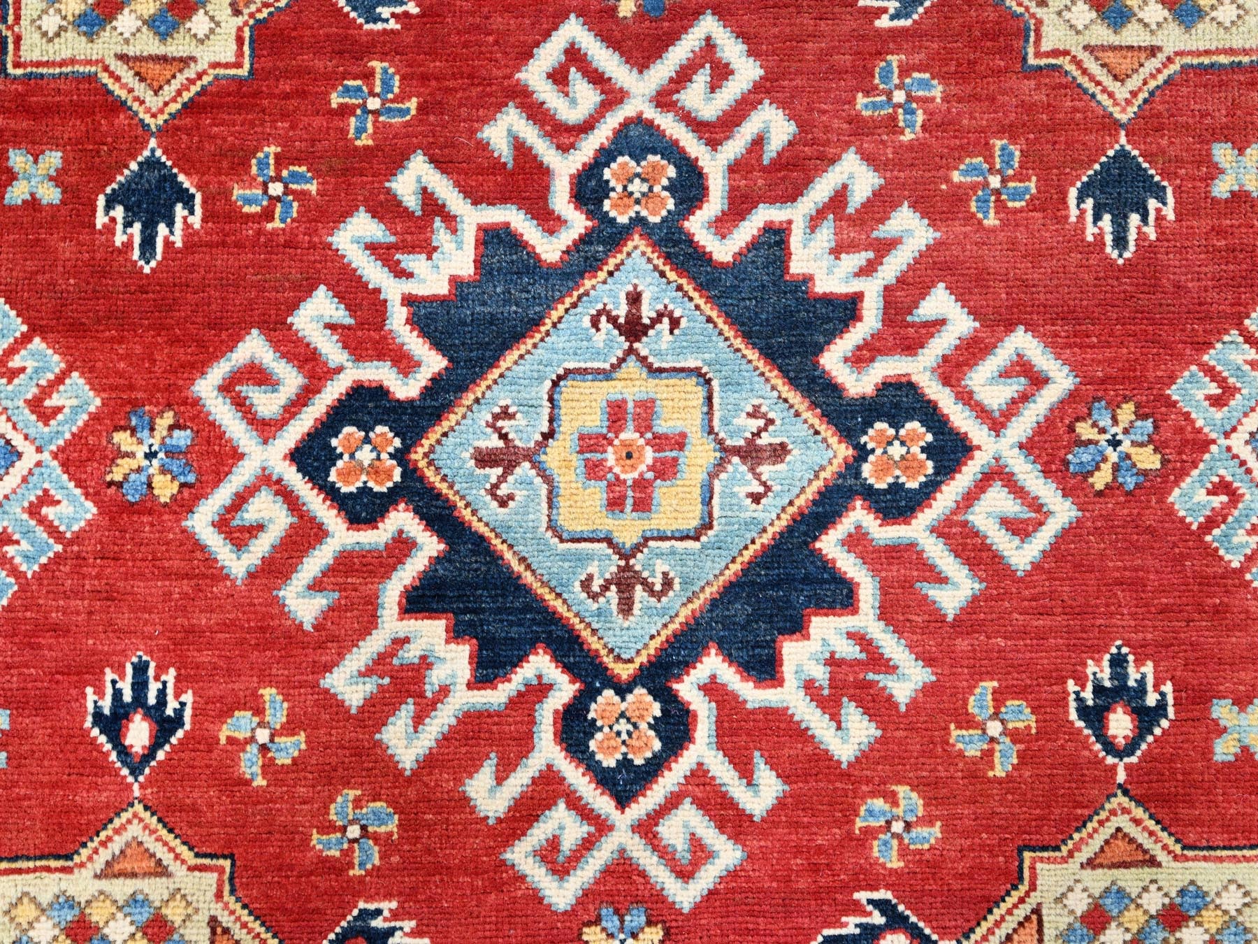 Kazak Kazak hand-knotted wool rug in Red & Blue, 7'9" x 7'10" — SKU O085417 (view 7)