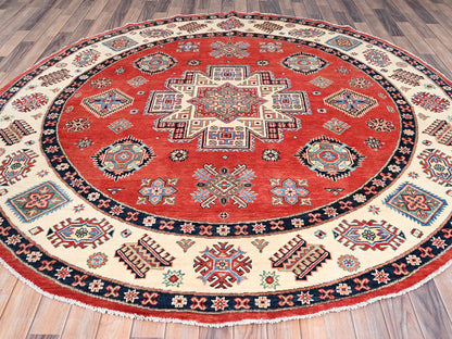 Kazak Kazak hand-knotted wool rug in Red & Ivory, 7'9" x 8' — SKU O085420 (view 2)