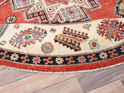 Kazak Kazak hand-knotted wool rug in Red & Ivory, 7'9" x 8' — SKU O085420 (view 4)