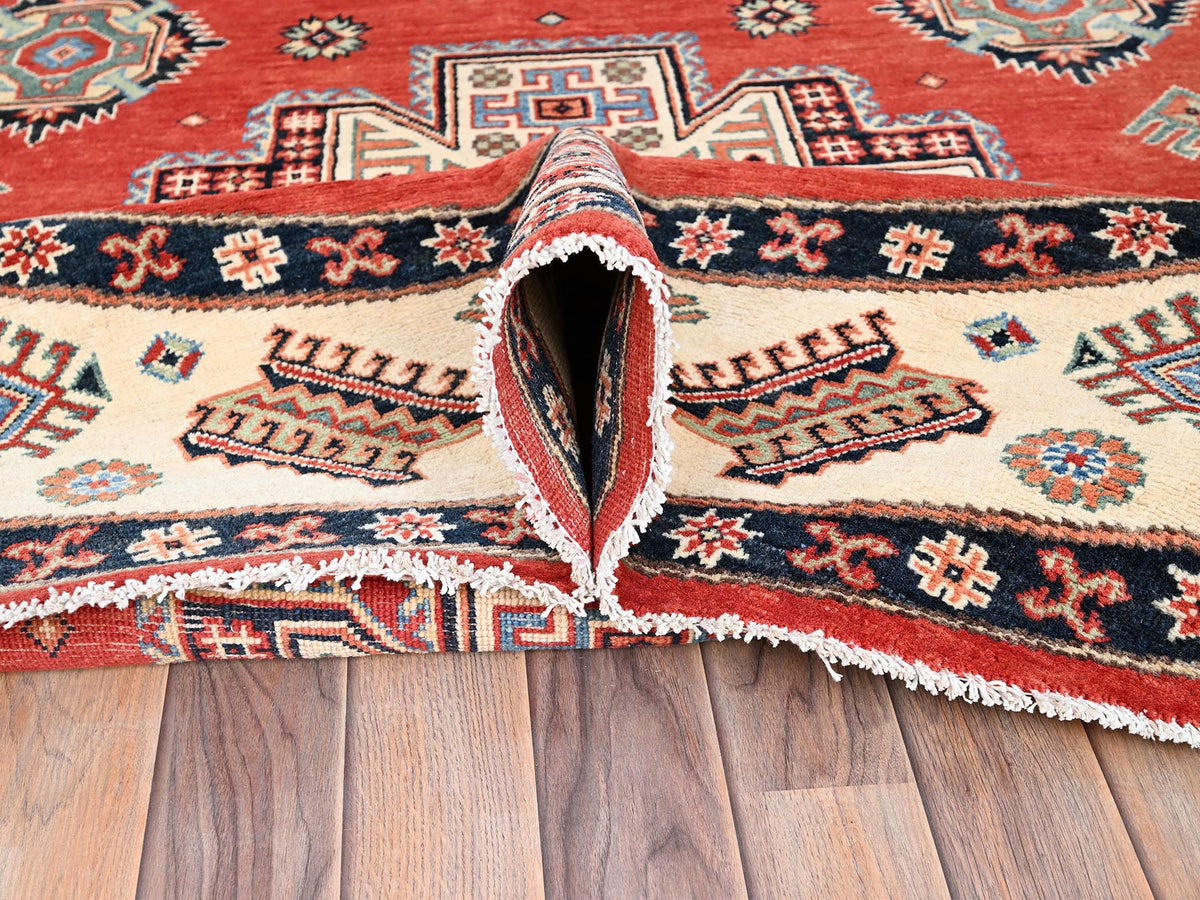 Kazak Kazak hand-knotted wool rug in Red & Ivory, 7'9" x 8' — SKU O085420 (view 5)