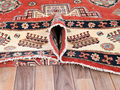 Kazak Kazak hand-knotted wool rug in Red & Ivory, 7'9" x 8' — SKU O085420 (view 5)